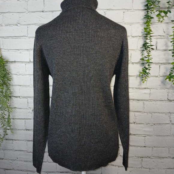 WOMENS VINTAGE CHARTER CLUB CLASSIC MERINO WOOL TURTLENECK, GRAY, SIZE LARGE - Picture 3 of 6
